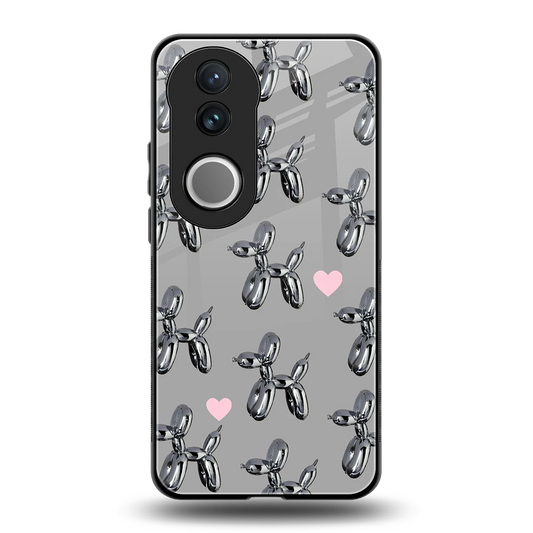 Metallic Pup back phone cover | glass case for vivo v50