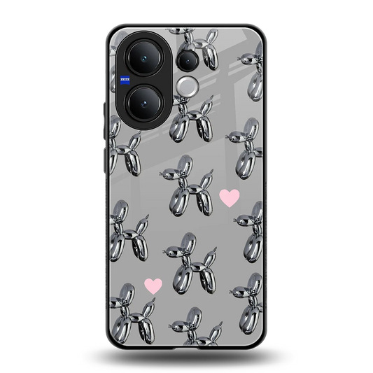 Metallic Pup back phone cover | glass case for vivo v60