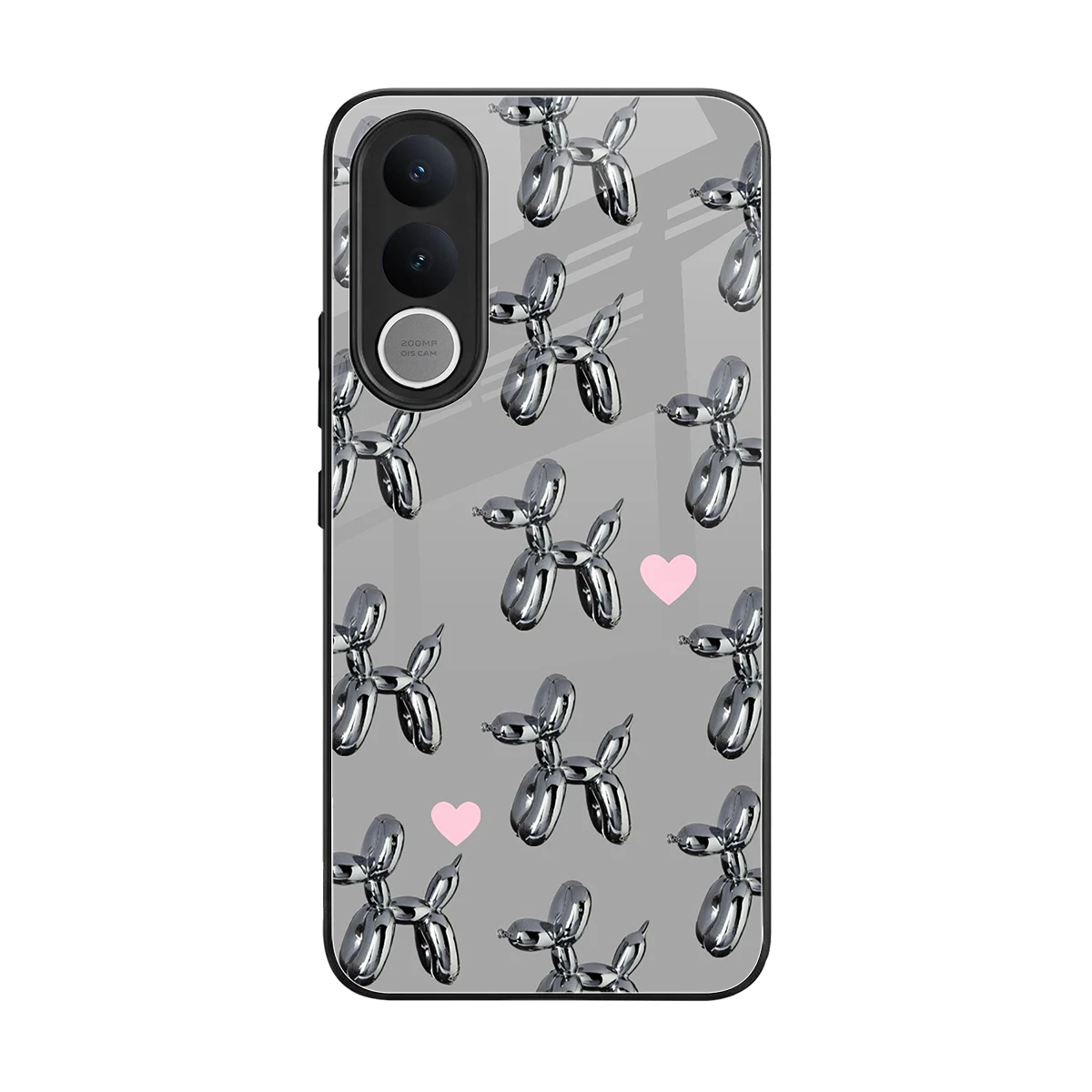 Metallic Pup back phone cover | glass case for vivo v70 fe