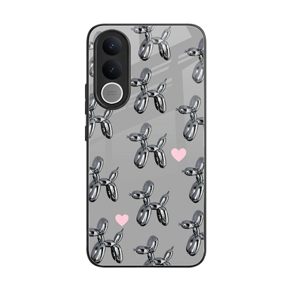 Metallic Pup back phone cover | glass case for vivo v70 fe