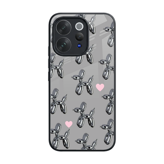 Metallic Pup back phone cover | glass case for vivo v70