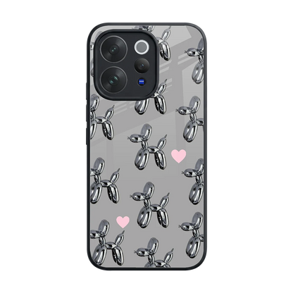 Metallic Pup back phone cover | glass case for vivo v70 elite