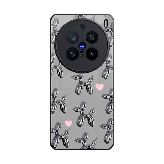 Metallic Pup back phone cover | glass case for vivo x200 pro