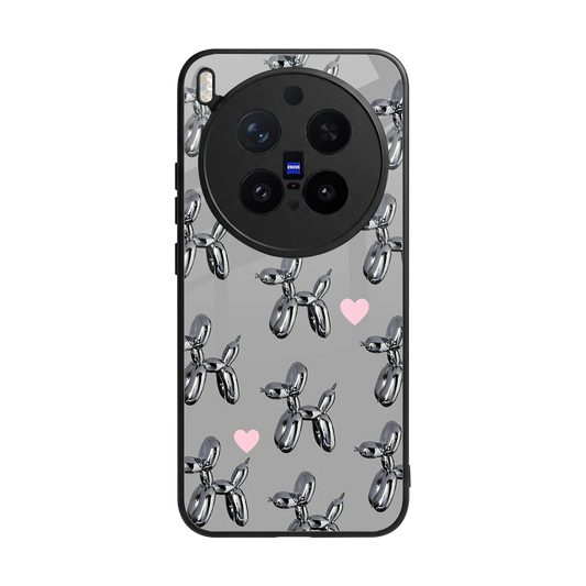 Metallic Pup back phone cover | glass case for vivo x300 pro