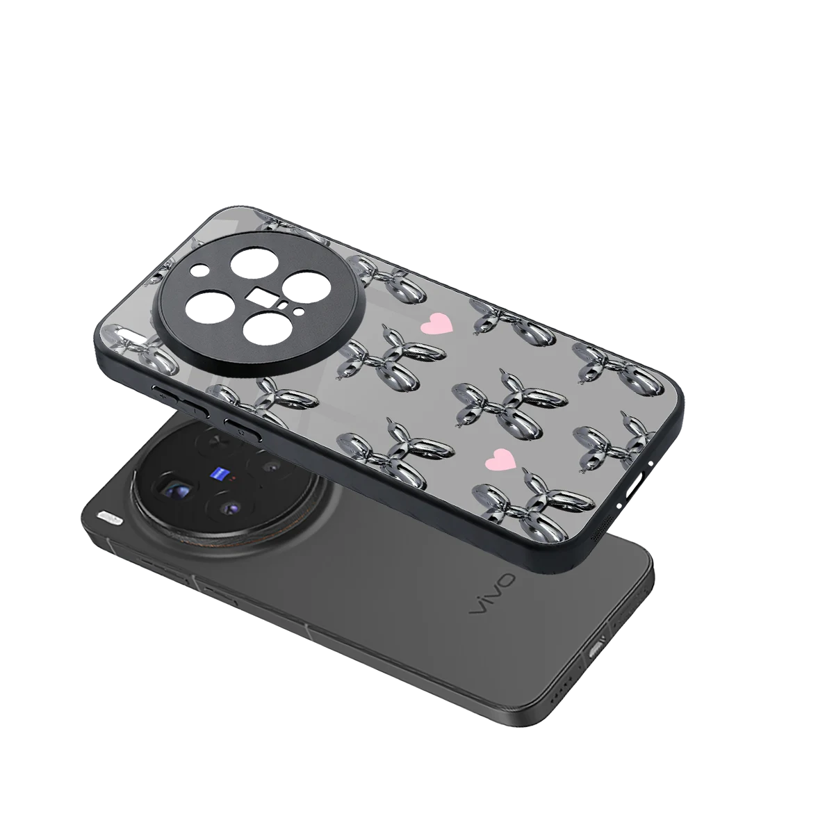 Metallic Pup sleek vivo x300 pro cover with tempered glass back and TPU edges