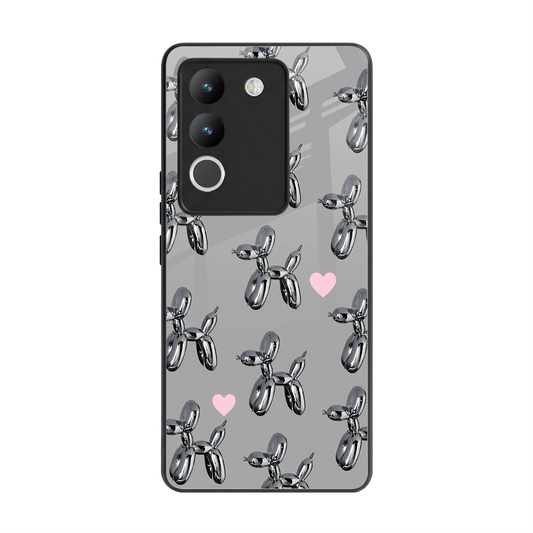 Metallic Pup back phone cover | glass case for vivo y200 5g