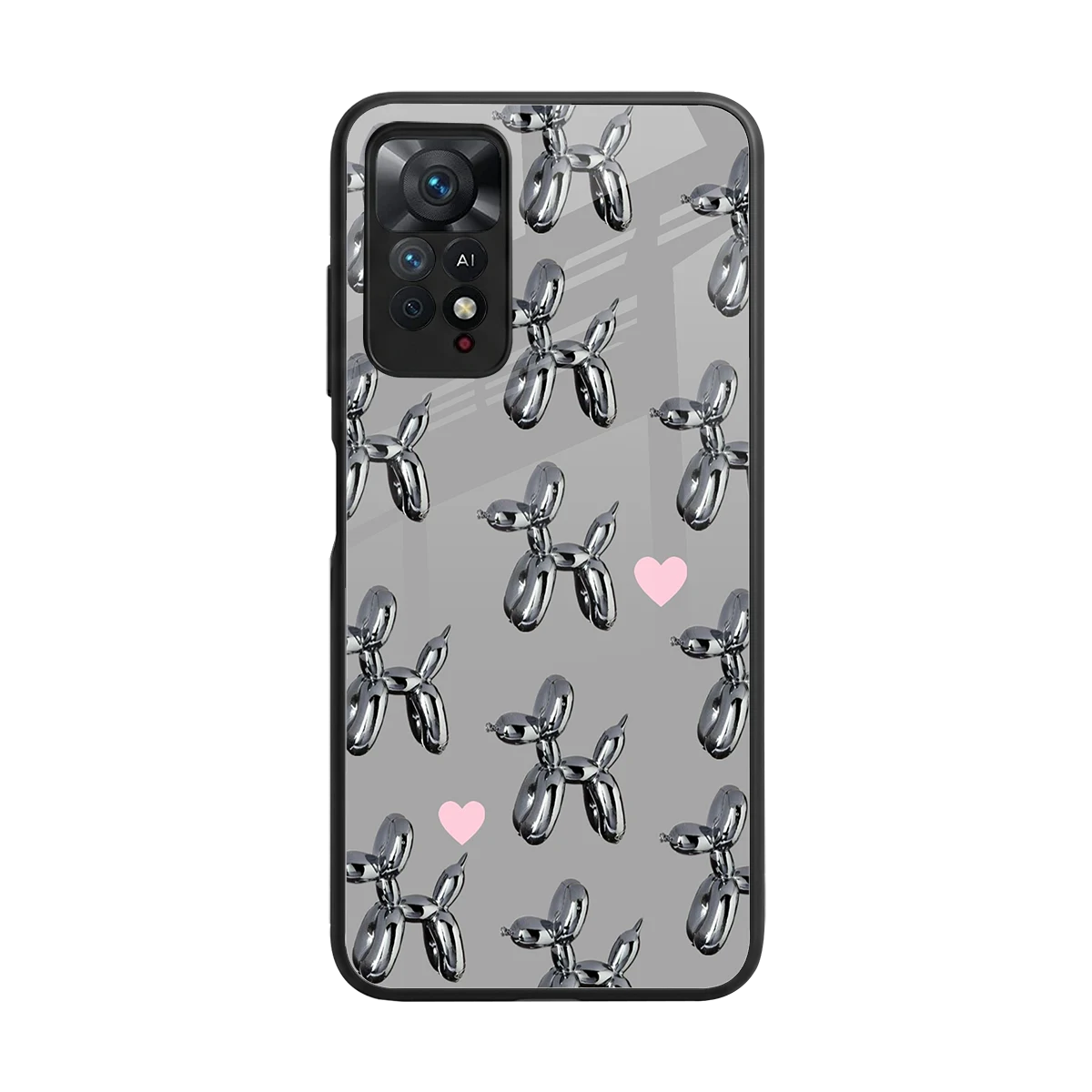 Metallic Pup back phone cover | glass case for redmi note 11 pro
