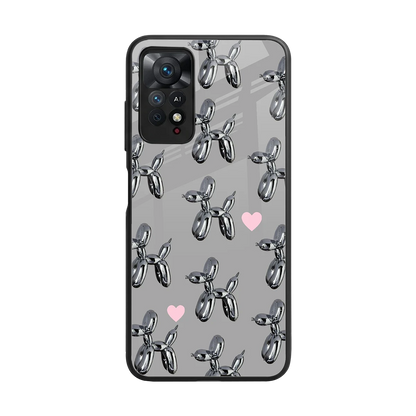 Metallic Pup back phone cover | glass case for redmi note 11 pro