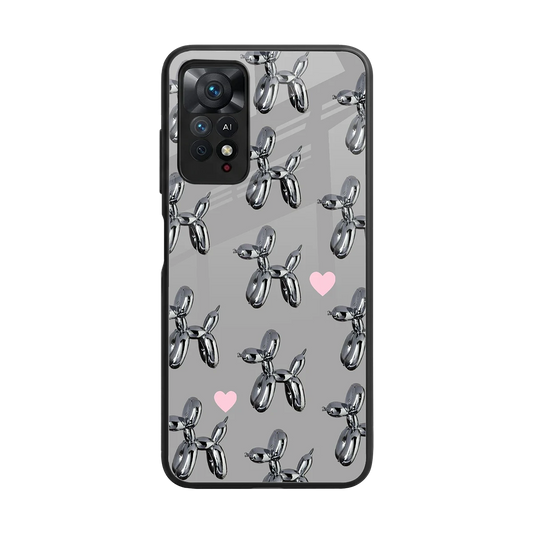 Metallic Pup back phone cover | glass case for redmi note 11 pro