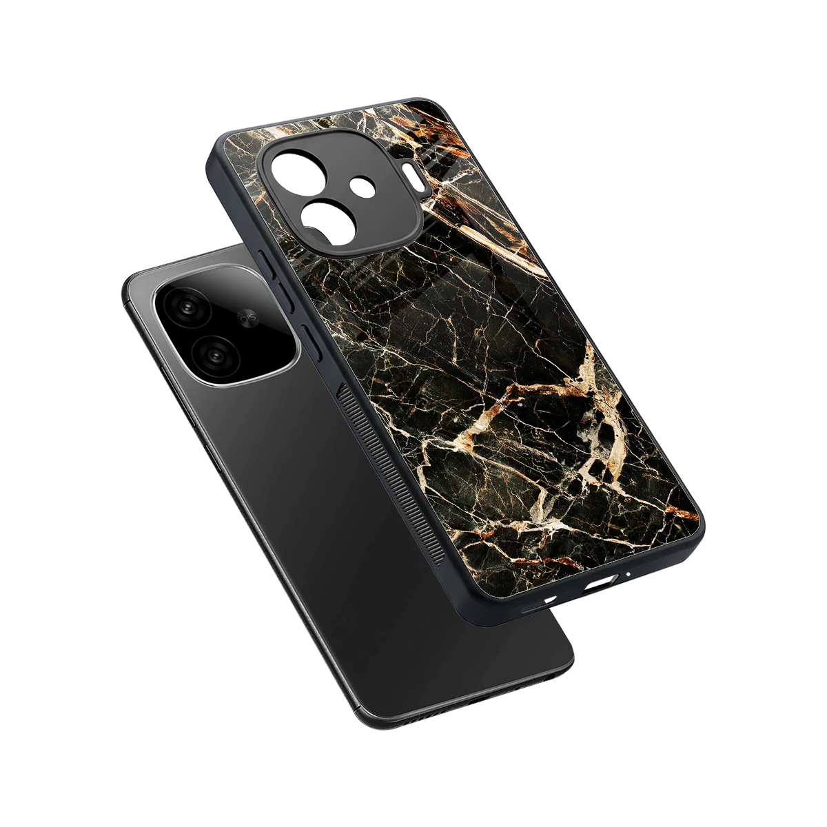 Midnight Gold sleek iqoo neo 10r 5g cover with tempered glass back and TPU edges