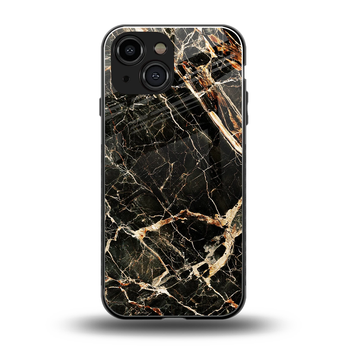 Midnight Gold back phone cover | glass case for iphone 13 mini