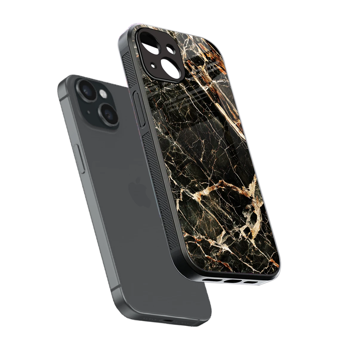 Midnight Gold sleek iphone 13 cover with tempered glass back and TPU edges