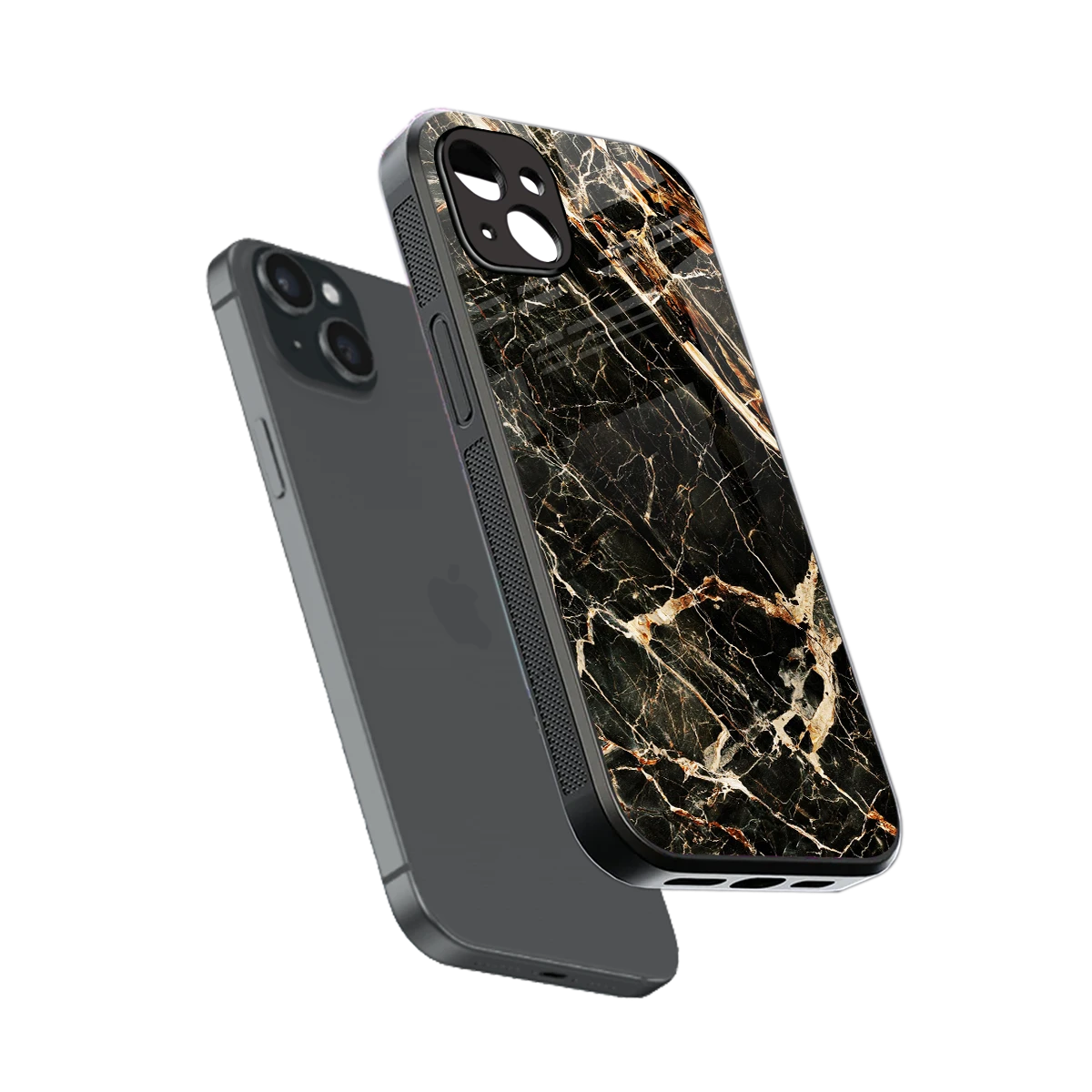 Midnight Gold sleek iphone 14 plus cover with tempered glass back and TPU edges