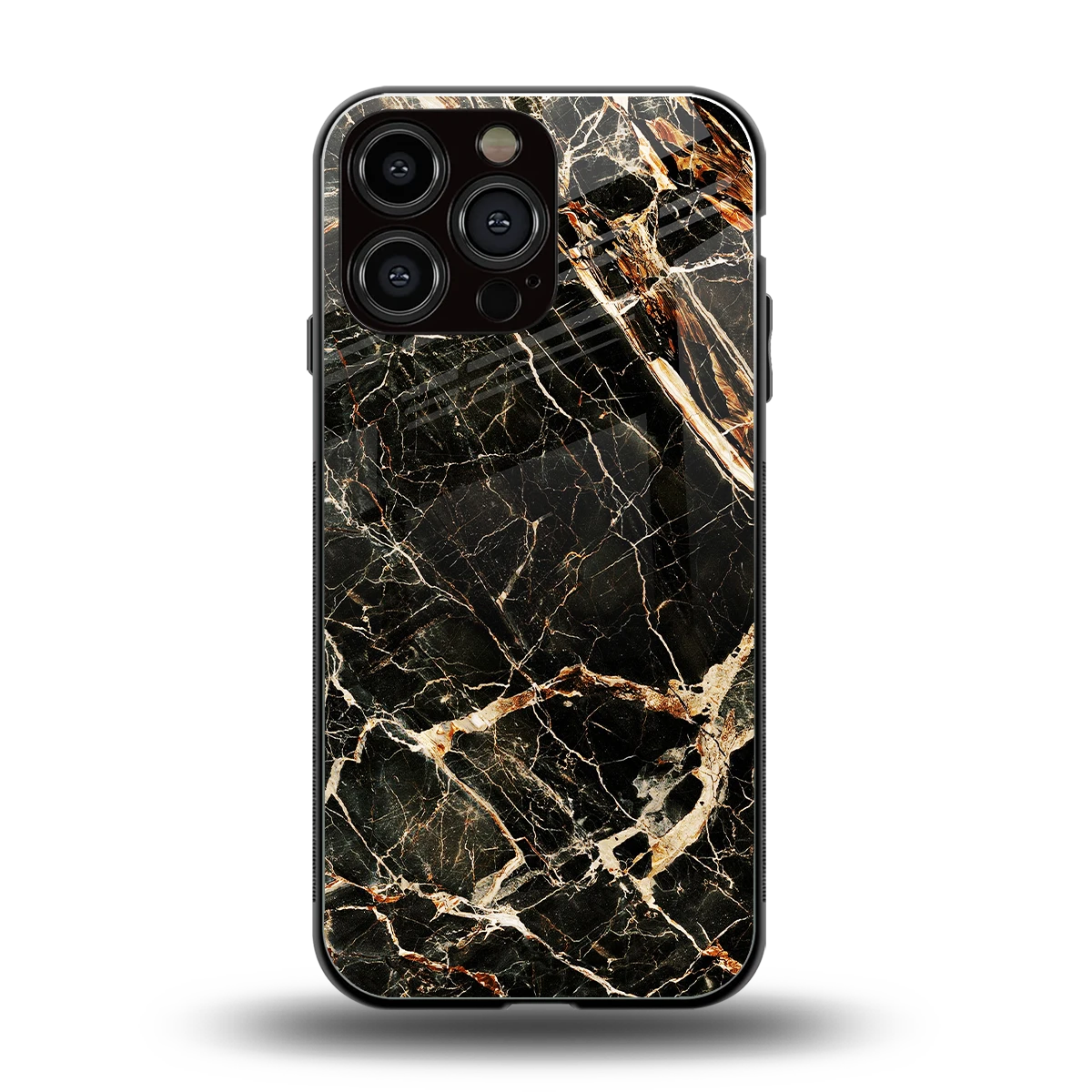 Midnight Gold back phone cover | glass case for iphone 15 pro max
