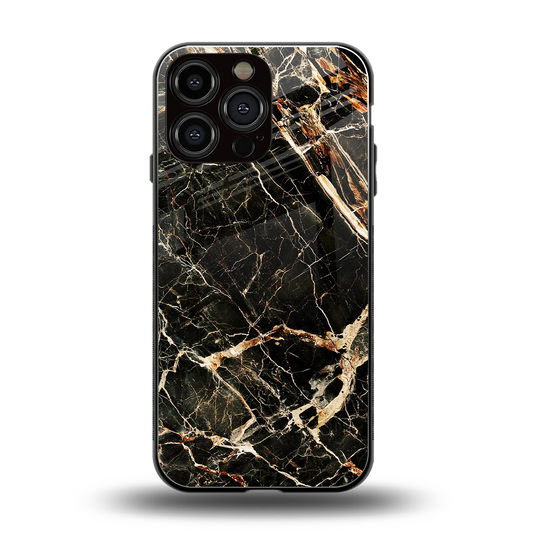 Midnight Gold back phone cover | glass case for iphone 15 pro max