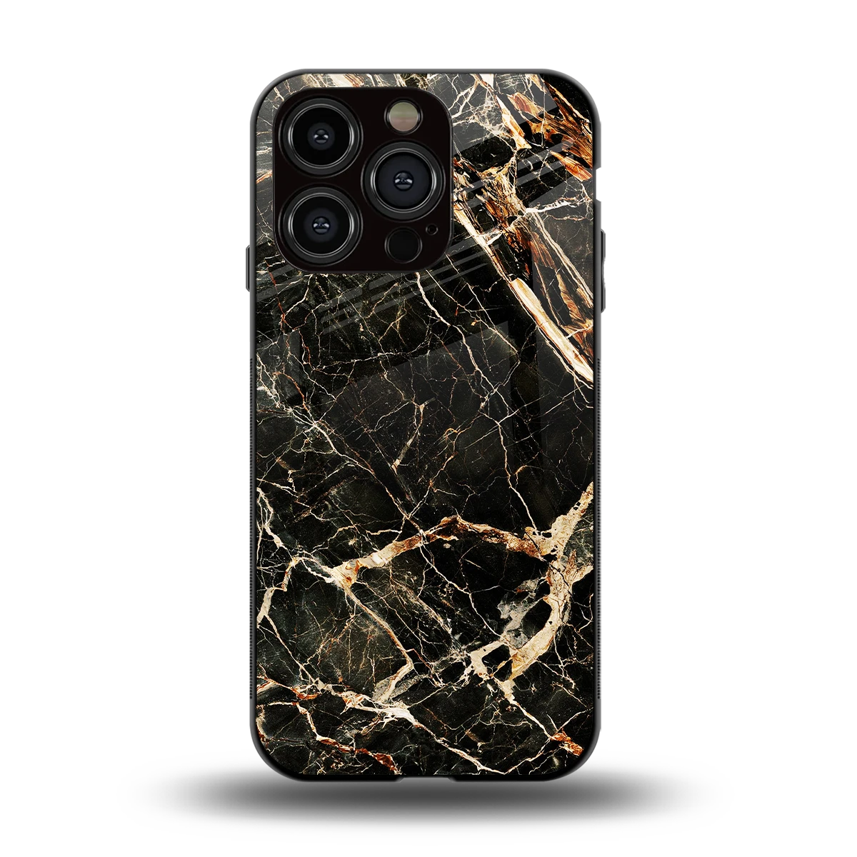 Midnight Gold back phone cover | glass case for iphone 15 pro