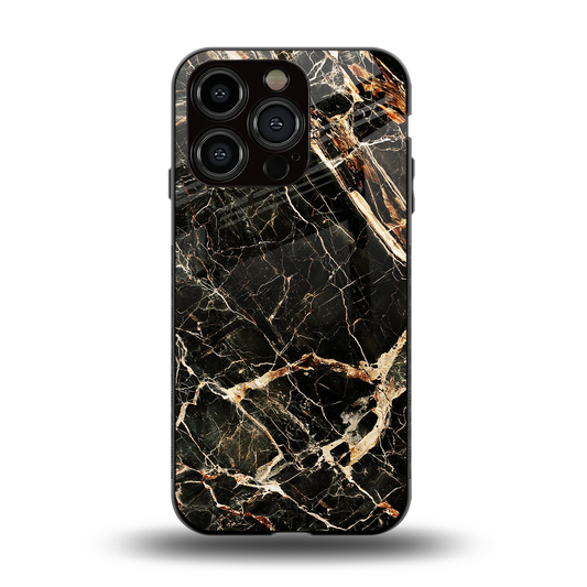 Midnight Gold back phone cover | glass case for iphone 15 pro