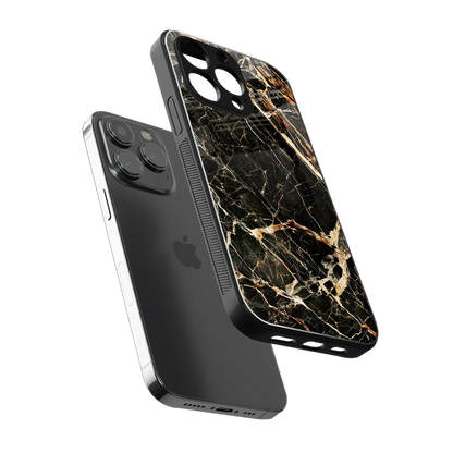 Midnight Gold sleek iphone 15 pro cover with tempered glass back and TPU edges