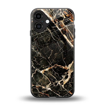 Midnight Gold back phone cover | glass case for iphone 16 plus