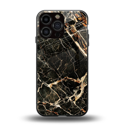 Midnight Gold back phone cover | glass case for iphone 16 pro max