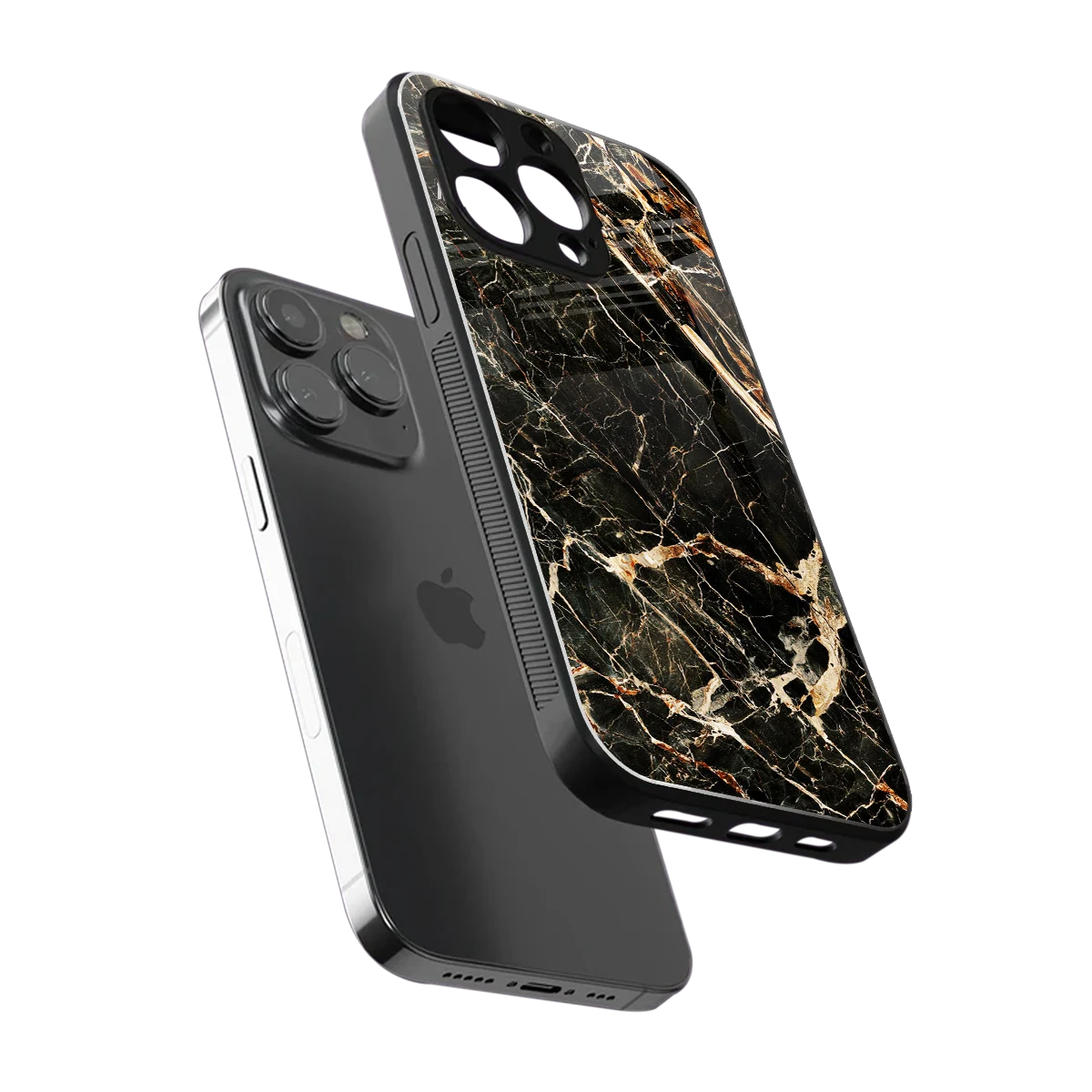 Midnight Gold sleek iphone 16 pro max cover with tempered glass back and TPU edges