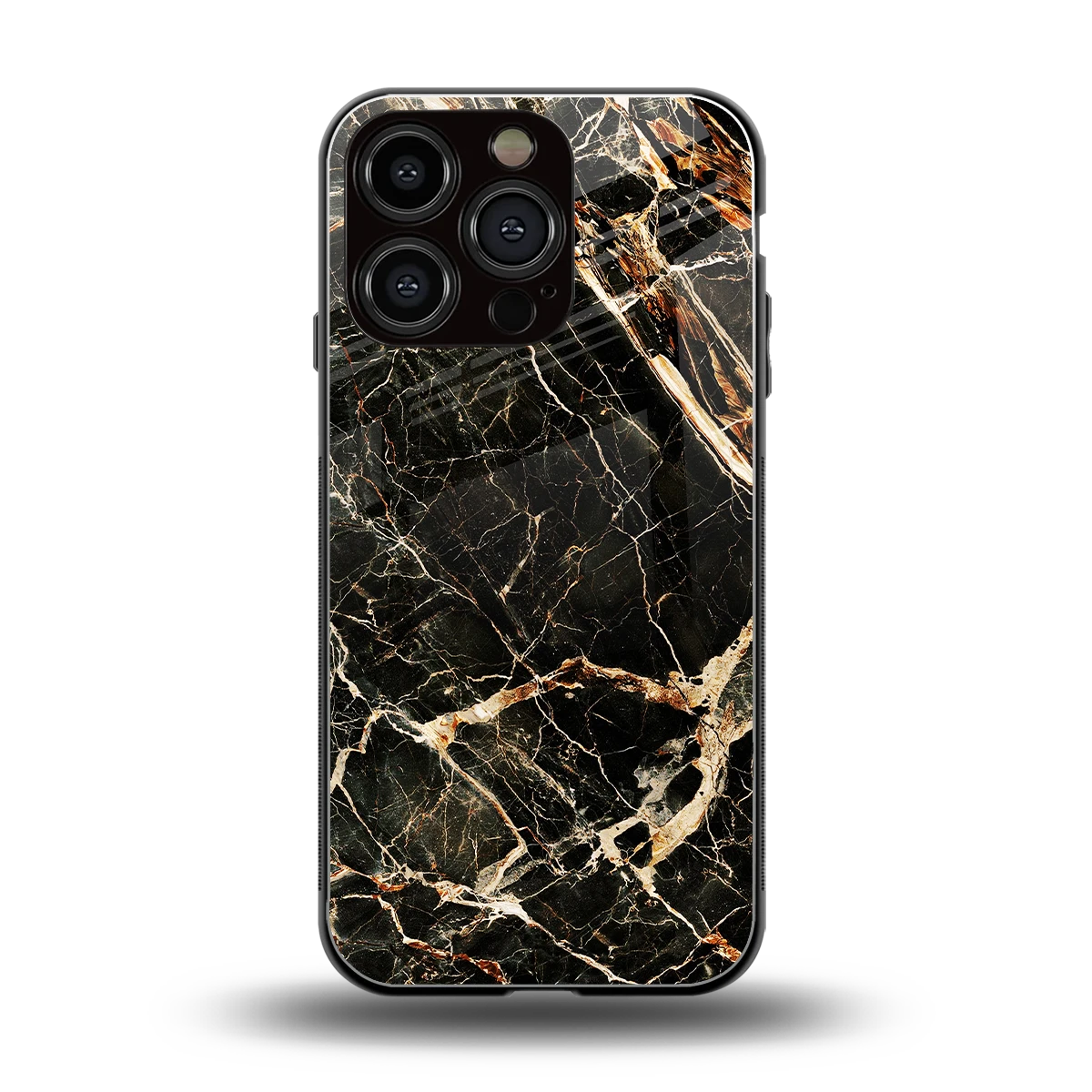 Midnight Gold back phone cover | glass case for iphone 16 pro