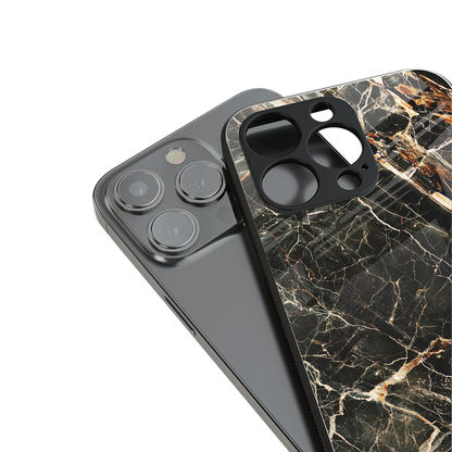 Midnight Gold stylish phone case for iphone 15 pro | glossy glass and slim fit