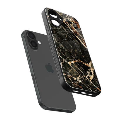 Midnight Gold sleek iPhone 16 cover with tempered glass back and TPU edges