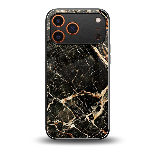 Midnight Gold back phone cover | glass case for iphone 17 pro max