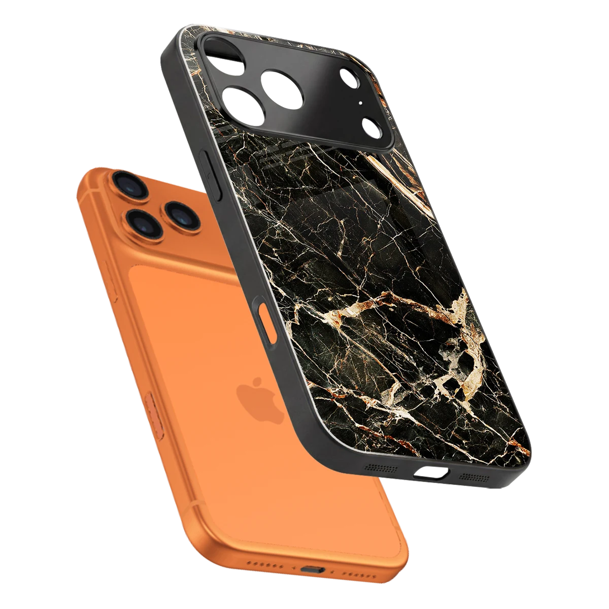 Midnight Gold sleek iphone 17 pro cover with tempered glass back and TPU edges