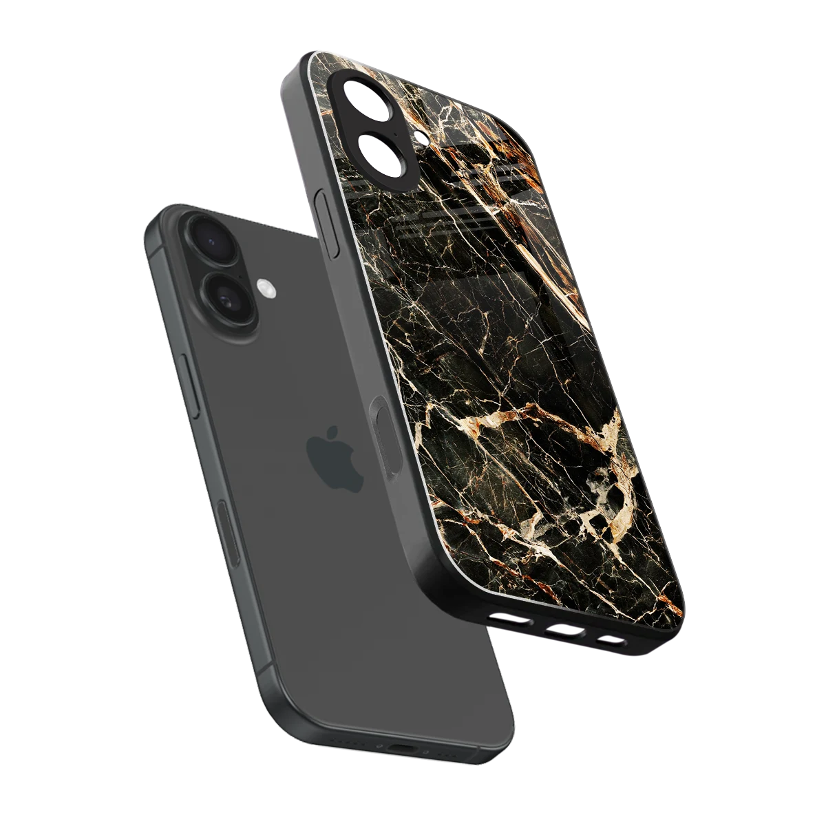 Midnight Gold sleek iphone 17 cover with tempered glass back and TPU edges