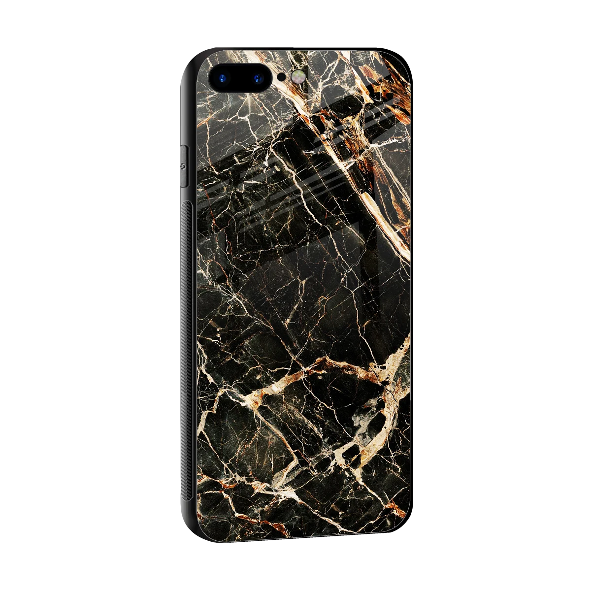 Midnight Gold sleek iphone 8 plus cover with tempered glass back and TPU edges