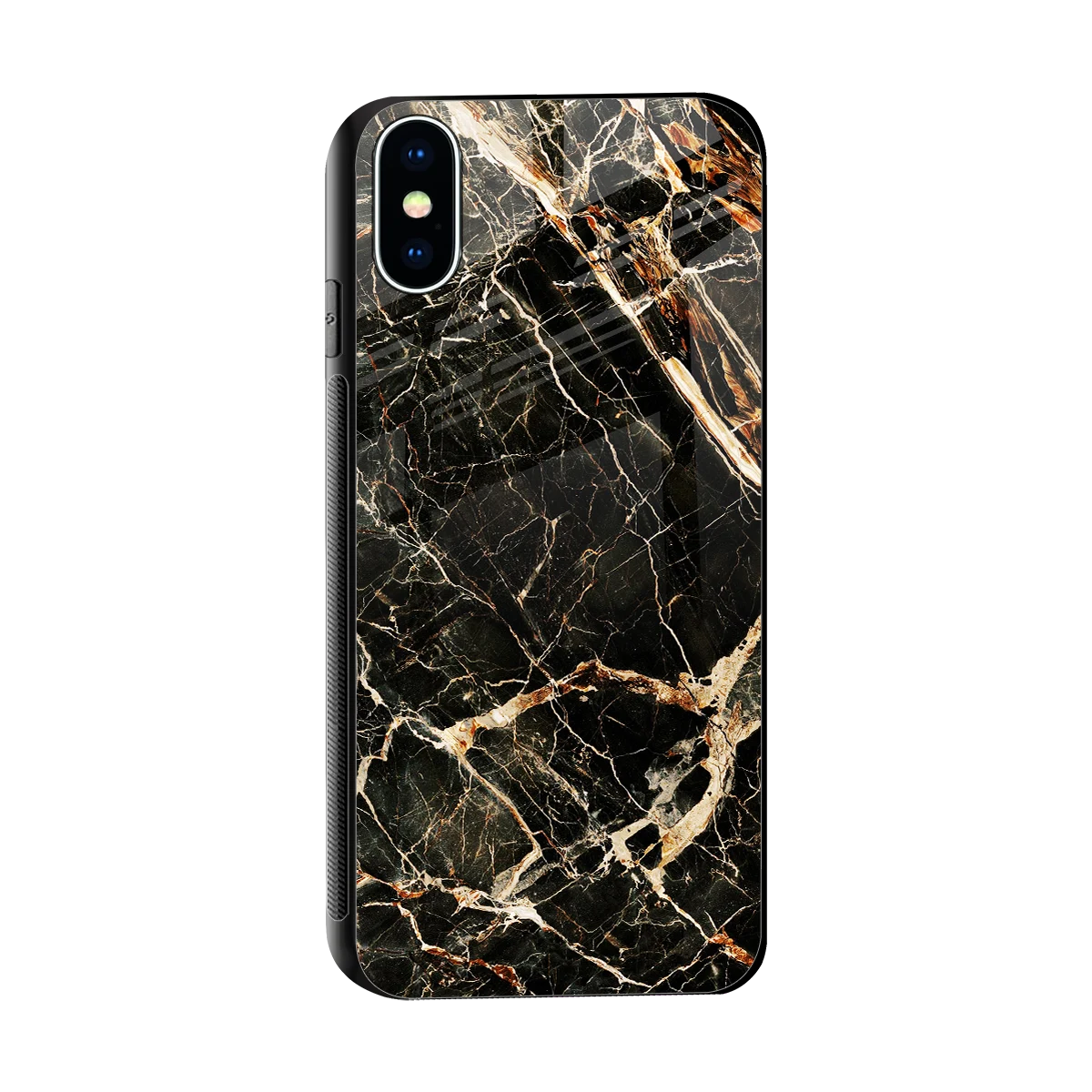 Midnight Gold sleek iphone xs cover with tempered glass back and TPU edges