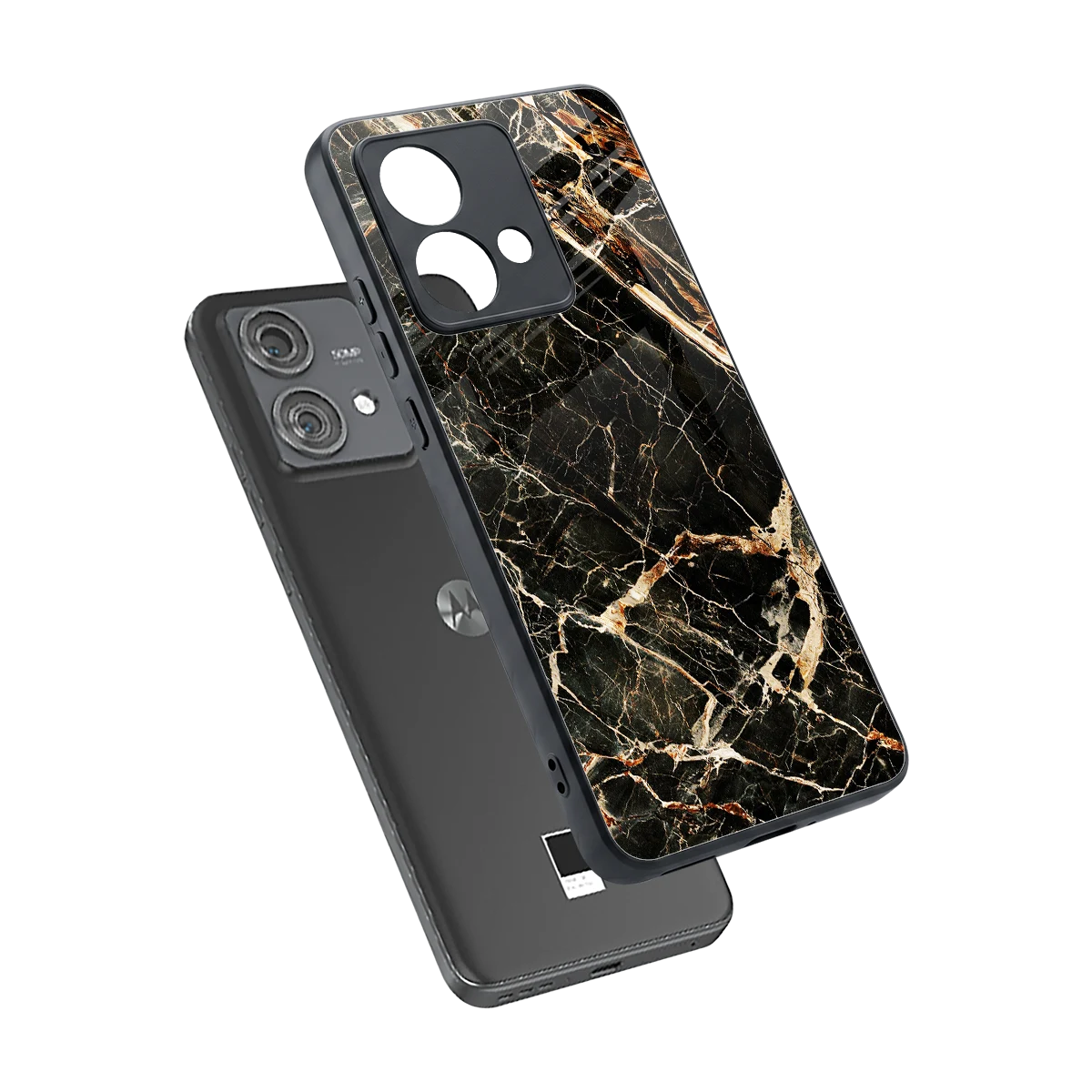 Midnight Gold sleek motorola edge 40 neo 5g cover with tempered glass back and TPU edges