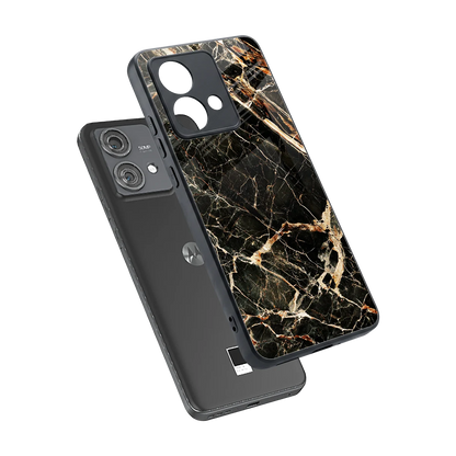 Midnight Gold sleek motorola edge 40 neo 5g cover with tempered glass back and TPU edges