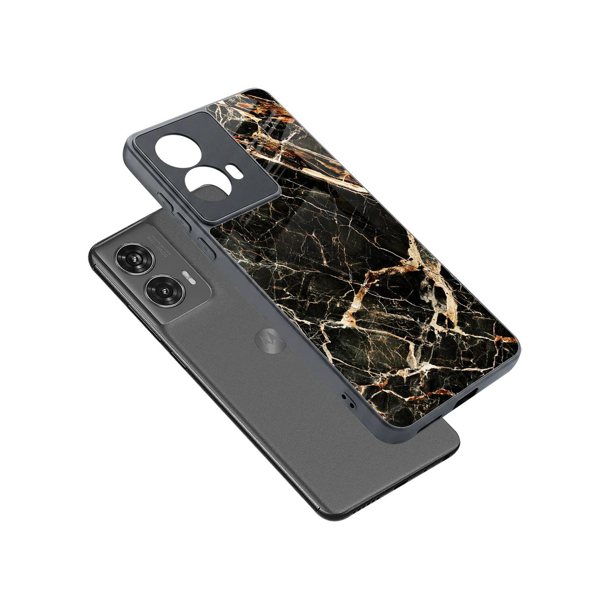 Midnight Gold sleek motorola edge 50 fusion cover with tempered glass back and TPU edges