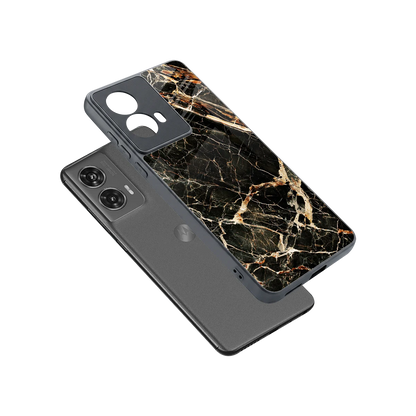 Midnight Gold sleek motorola edge 50 fusion cover with tempered glass back and TPU edges