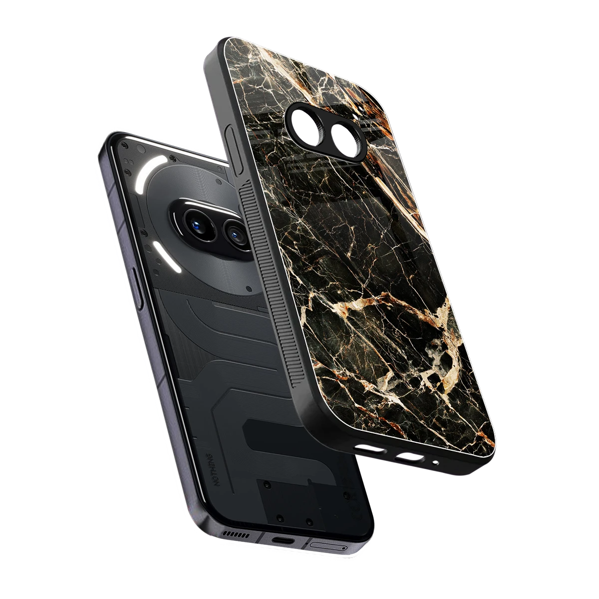 Midnight Gold sleek nothing phone 2a plus cover with tempered glass back and TPU edges
