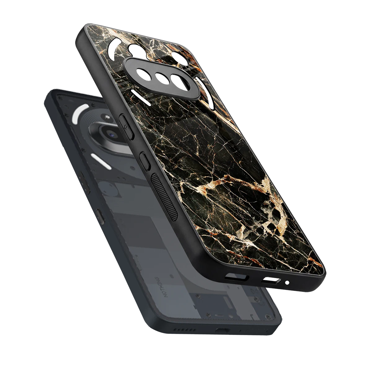 Midnight Gold sleek nothing phone 3a cover with tempered glass back and TPU edges