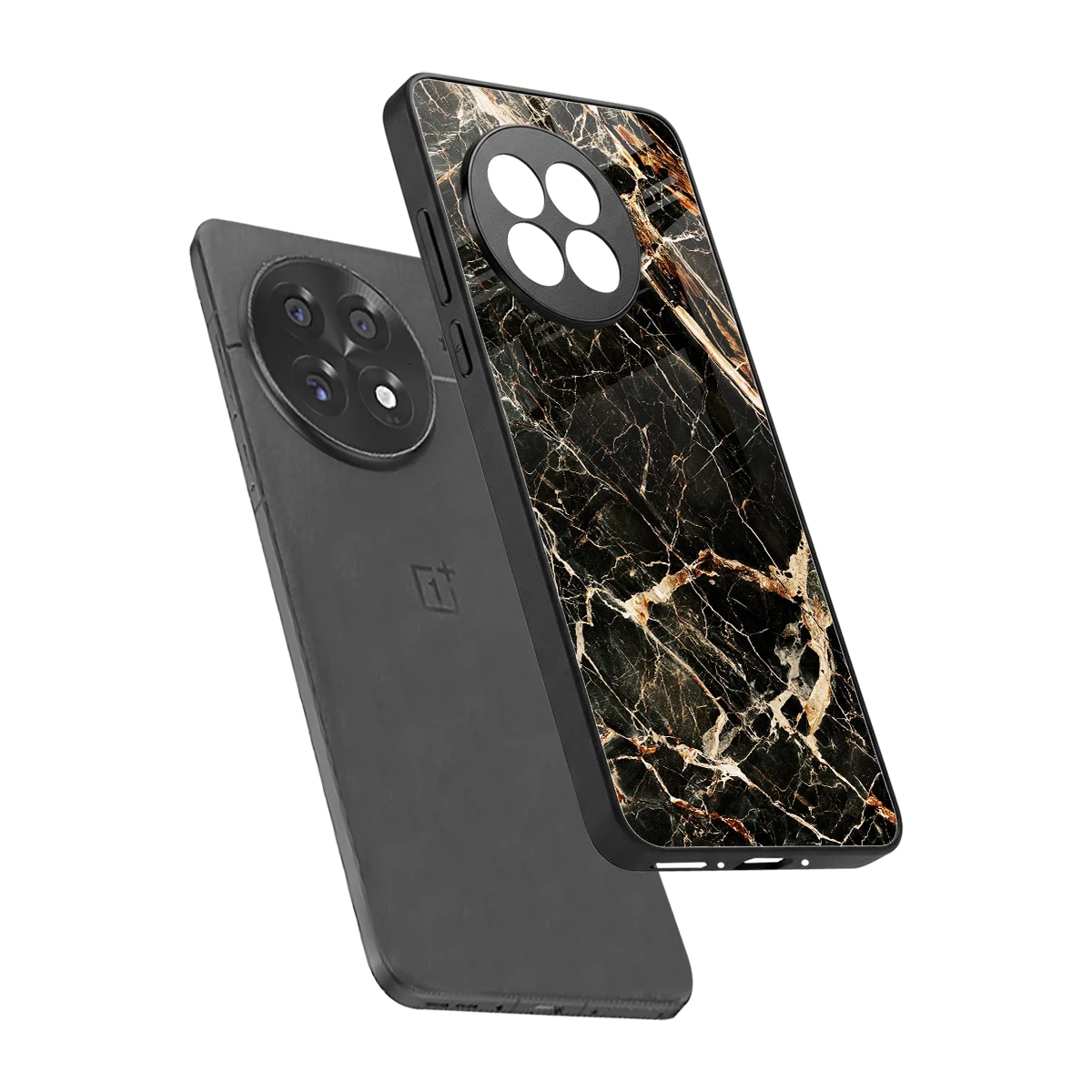 Midnight Gold sleek oneplus 13r cover with tempered glass back and TPU edges