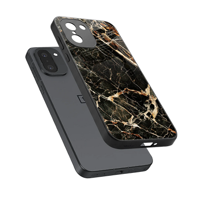 Midnight Gold sleek oneplus 15r cover with tempered glass back and TPU edges