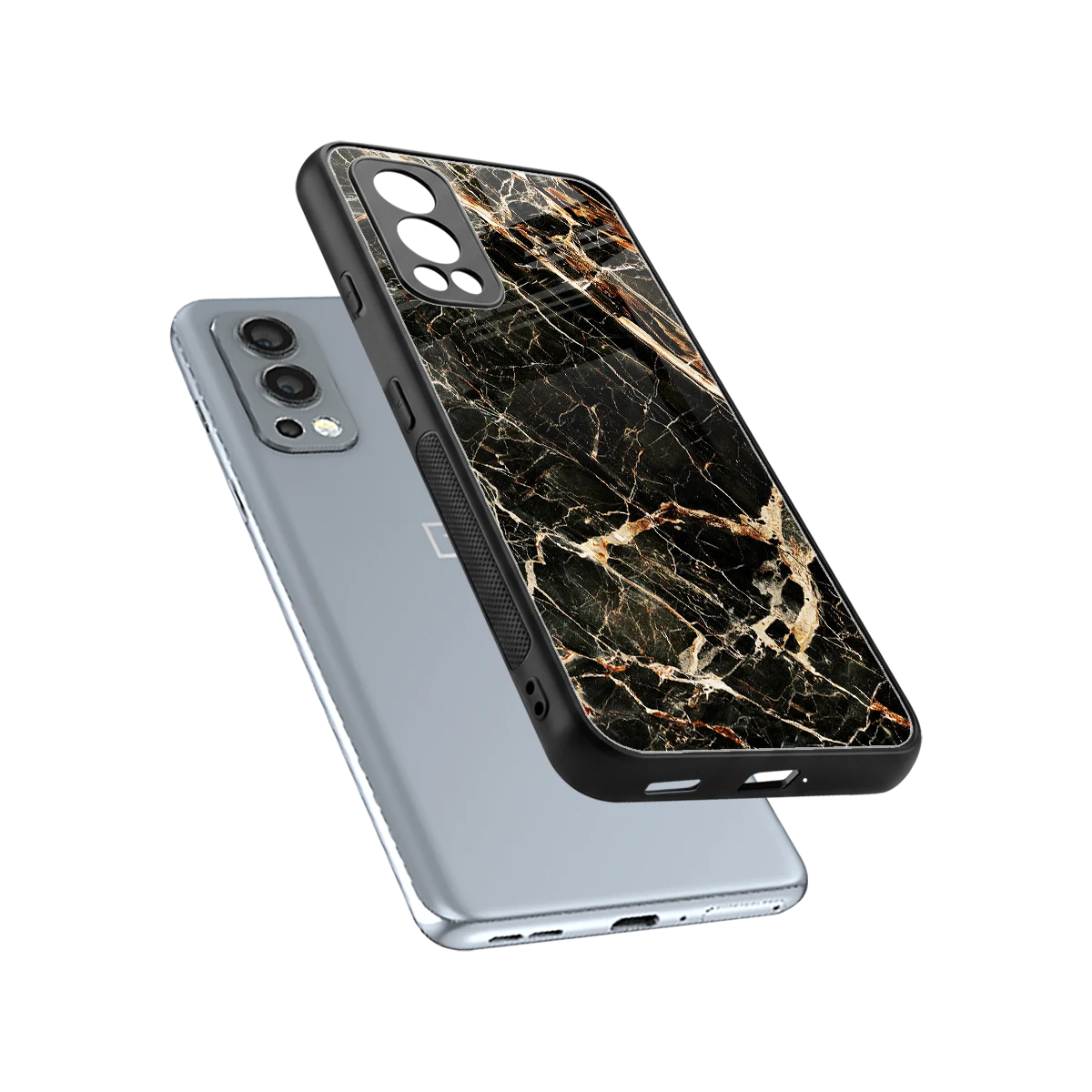 Midnight Gold sleek oneplus nord 2 cover with tempered glass back and TPU edges