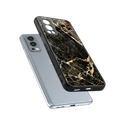 Midnight Gold sleek oneplus nord 2 cover with tempered glass back and TPU edges