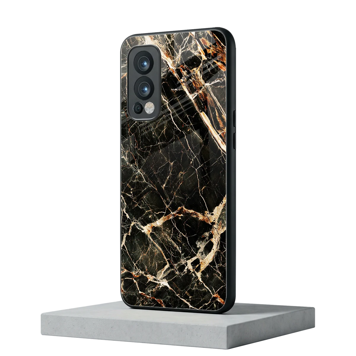 Midnight Gold oneplus nord 2 mobile cover | shockproof glass phone case