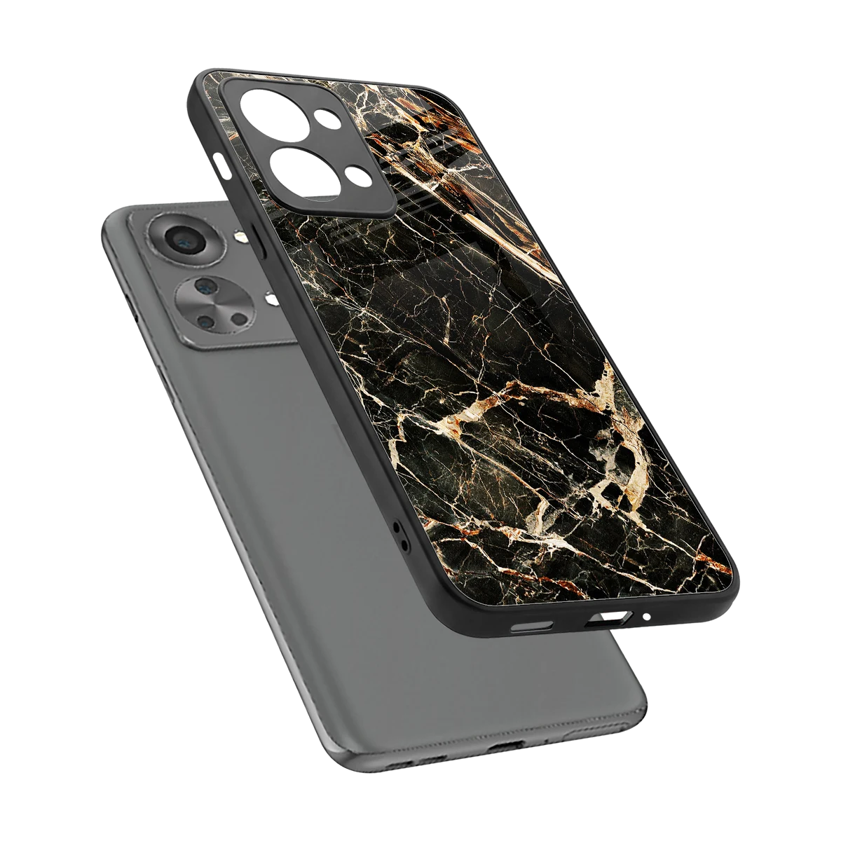 Midnight Gold sleek oneplus nord 2t cover with tempered glass back and TPU edges