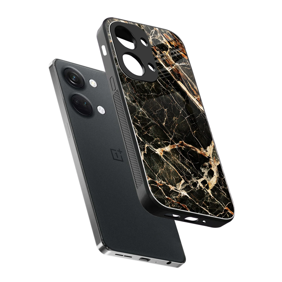 Midnight Gold sleek oneplus nord 3 cover with tempered glass back and TPU edges