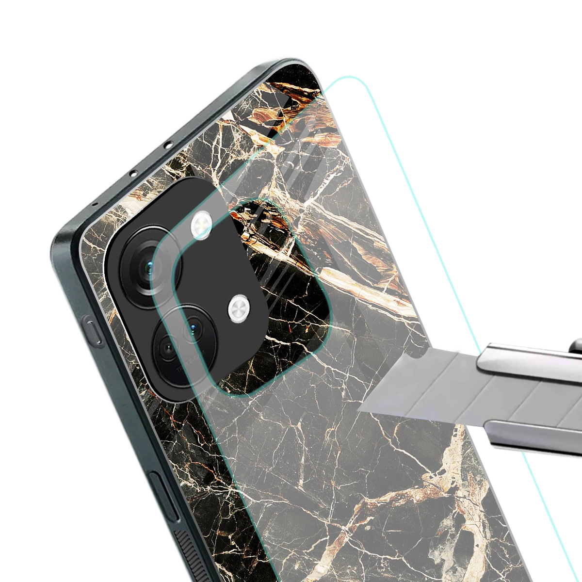 Midnight Gold stylish phone case for oneplus nord 3 | glossy glass and slim fit