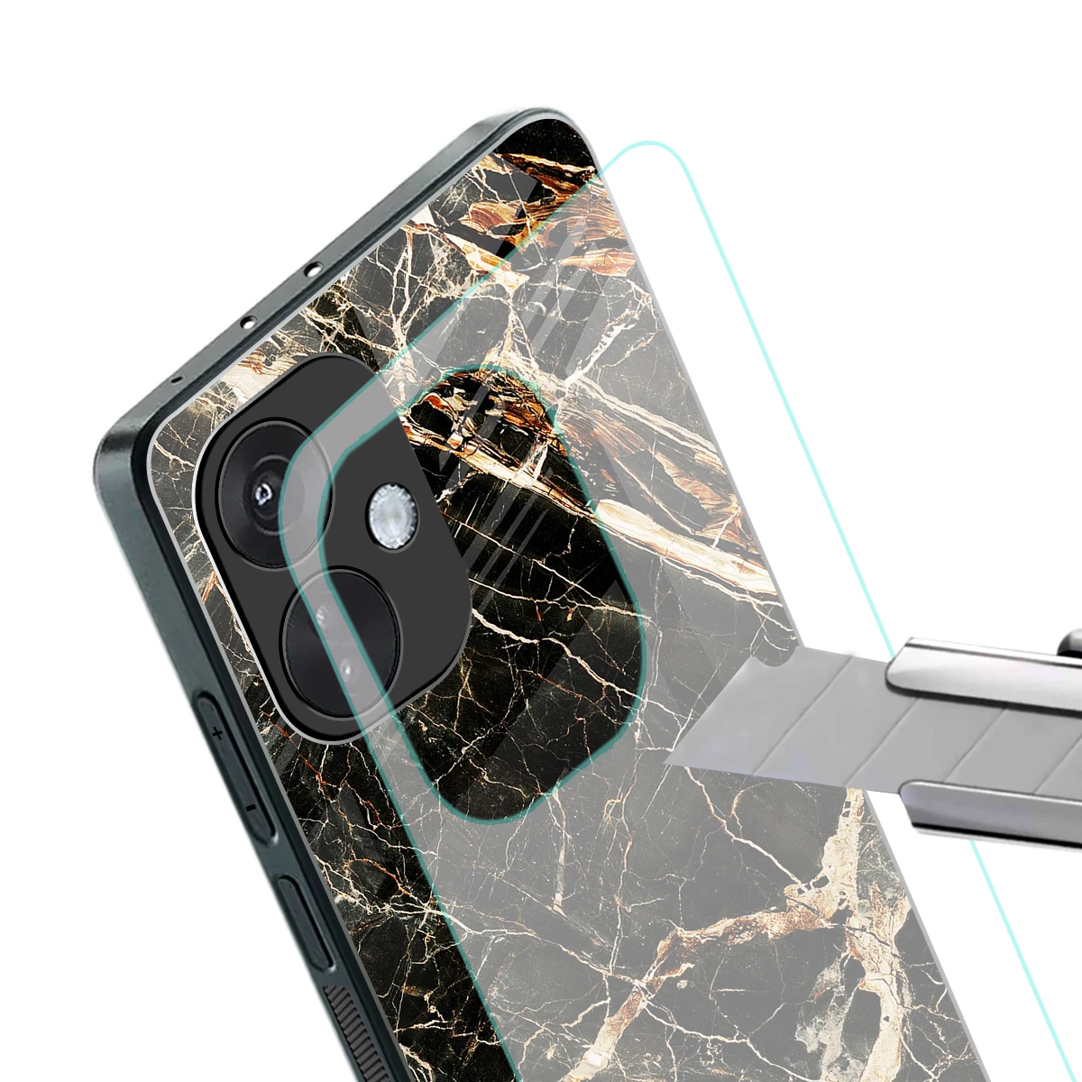 Midnight Gold stylish phone case for oneplus nord ce 3 | glossy glass and slim fit