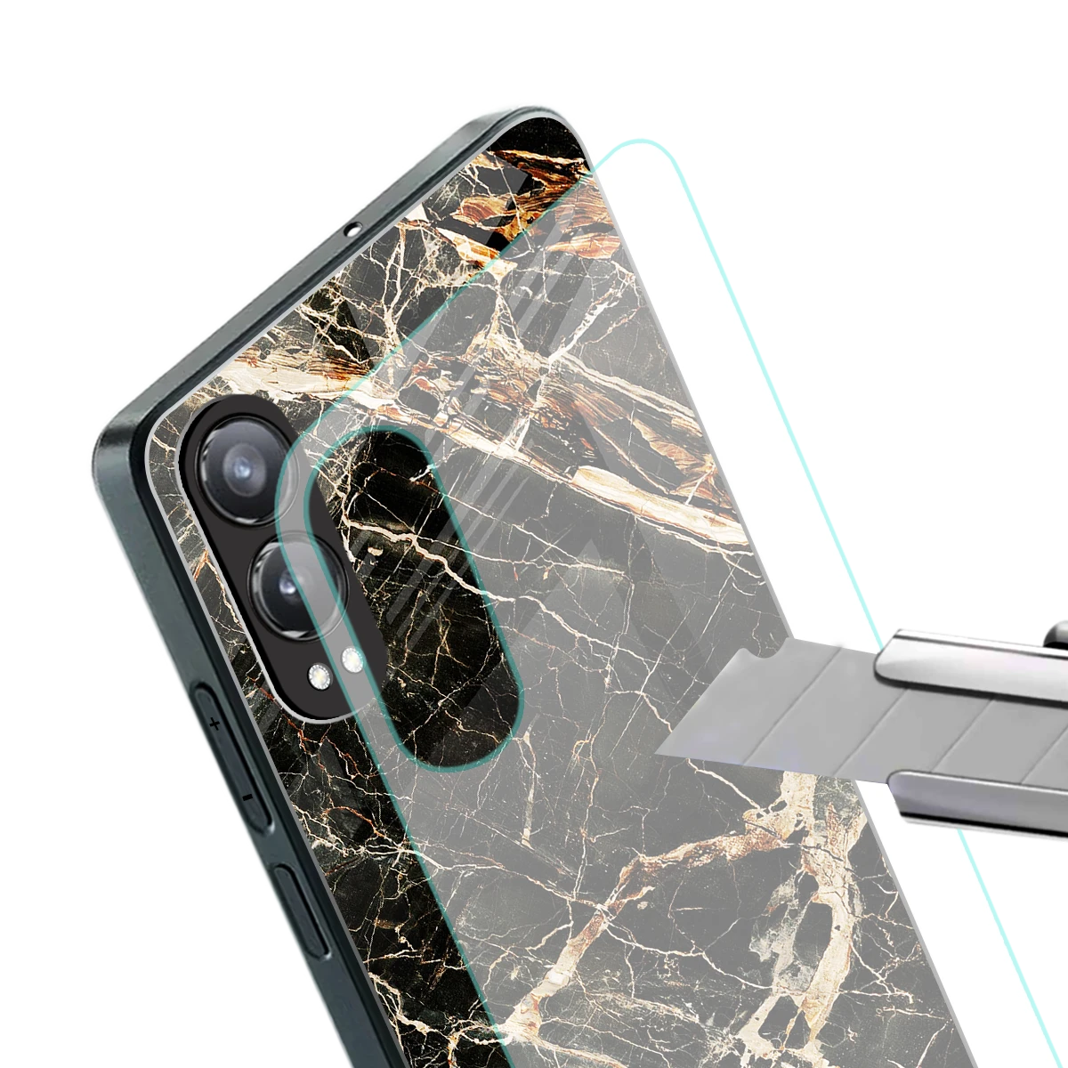 Midnight Gold stylish phone case for oneplus nord ce 4 lite | glossy glass and slim fit