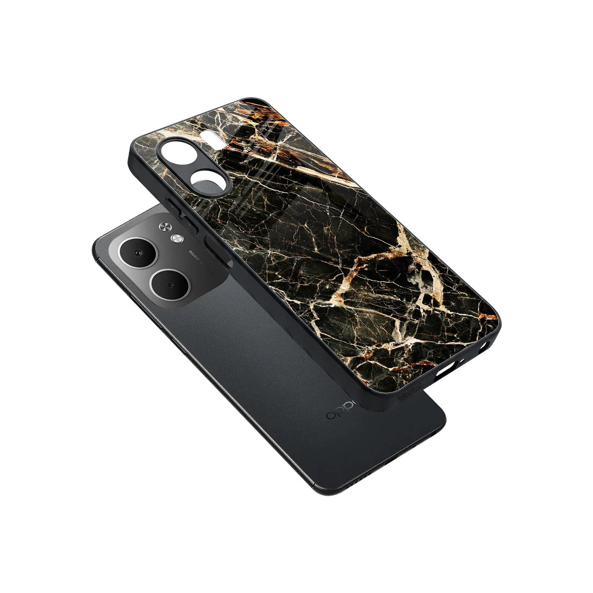 Midnight Gold sleek oppo a5x 5g cover with tempered glass back and TPU edges